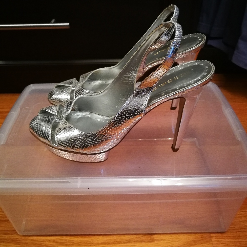 BCBGirls Silver Platform Sandals Size 9
