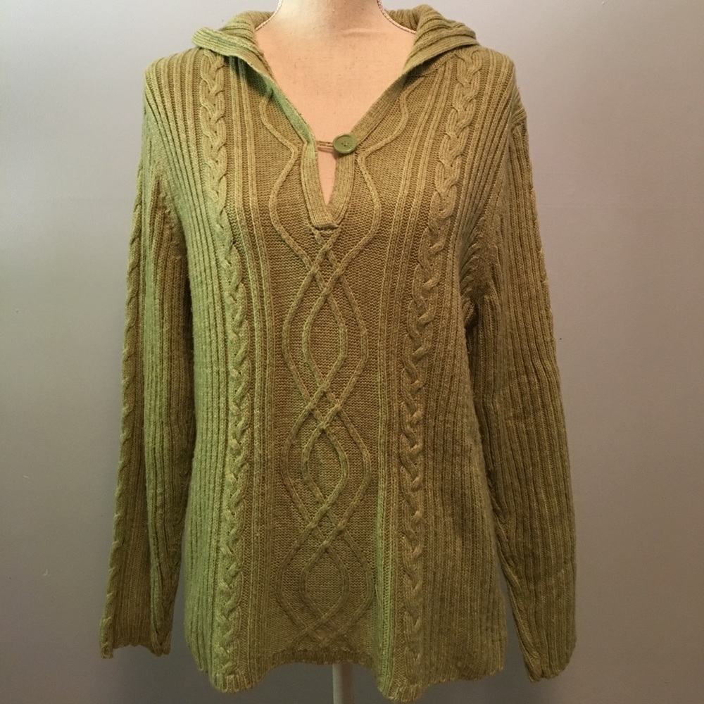 Green hooded sweater