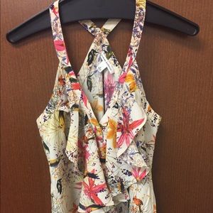 Banana Republic floral ruffle top.