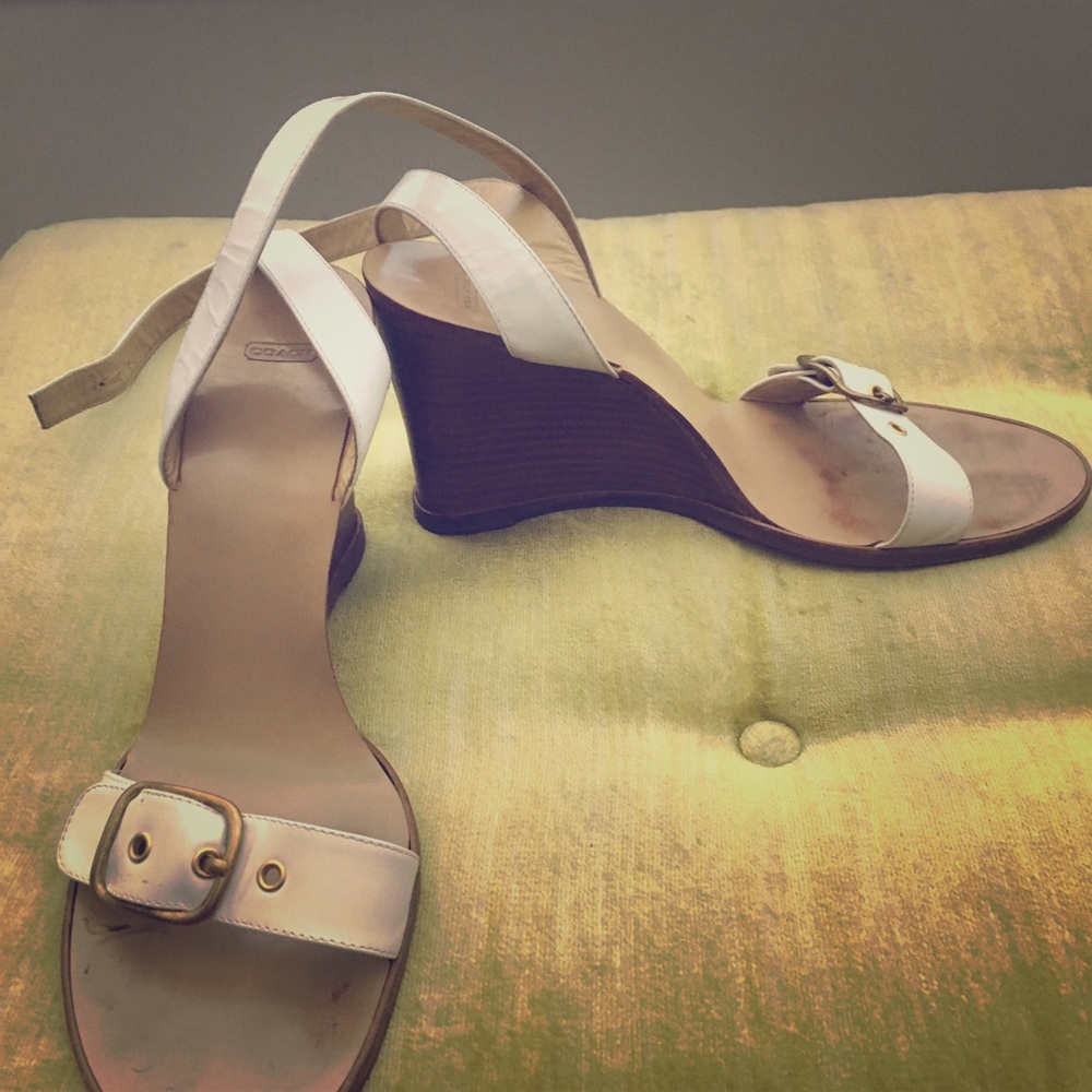 Coach wedge strappy slide sandal