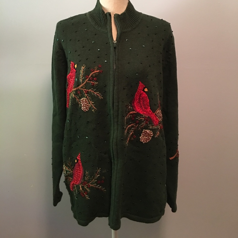 ❄️❤️☃️Sparkly red cardinal cardigan❄️❤️☃️