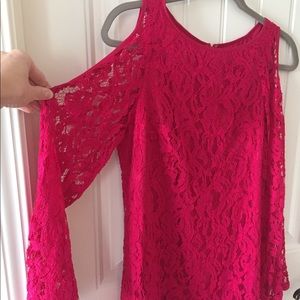 Red lace cold shoulder dress-gorgeous party dress!
