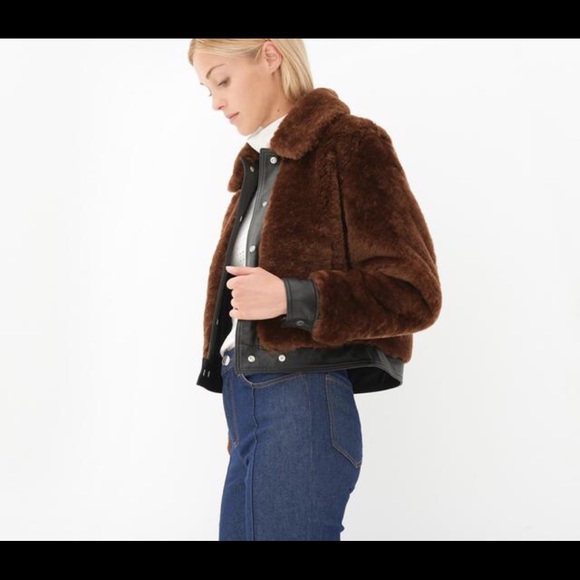Sandro Vicious Sheepskin & Leather Jacket - Picture 2 of 7