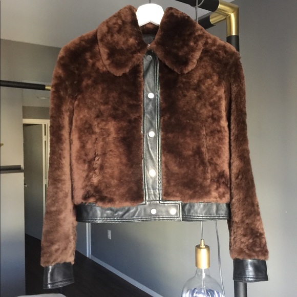 Sandro Vicious Sheepskin & Leather Jacket - Picture 6 of 7