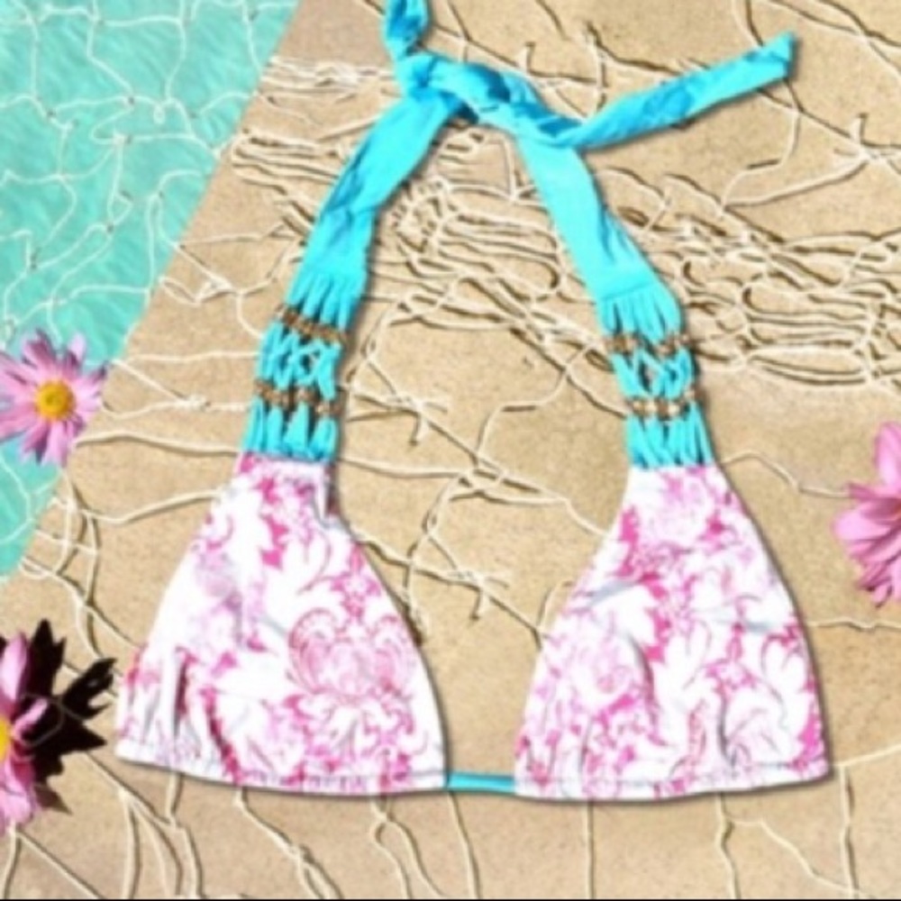 Beach Bunny Damascus print Reversible bikini top