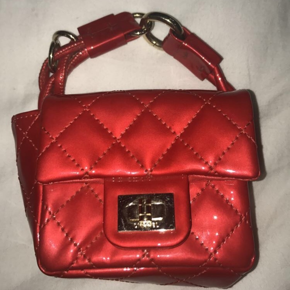 Authentic Chanel Red Patent Leather Flap Bag