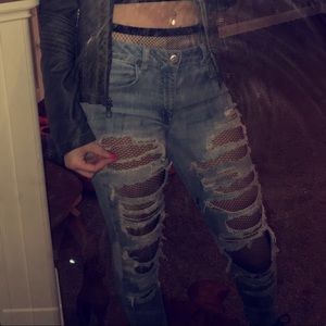 ripped american eagle jeans. FISHNETS not included