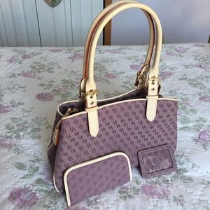 Light purple, cloth, leather Dooney and Bourke bag