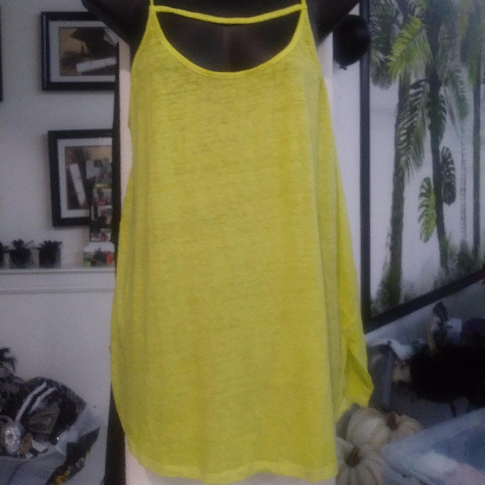 FREE PEOPLE TOP NWT LARGE NEON YELLOW