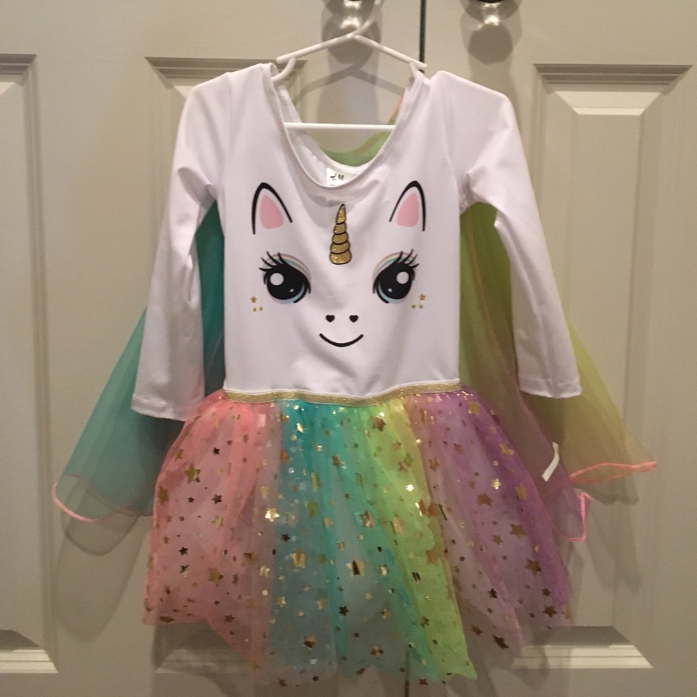 H and M unicorn body suit with tutu and cape.