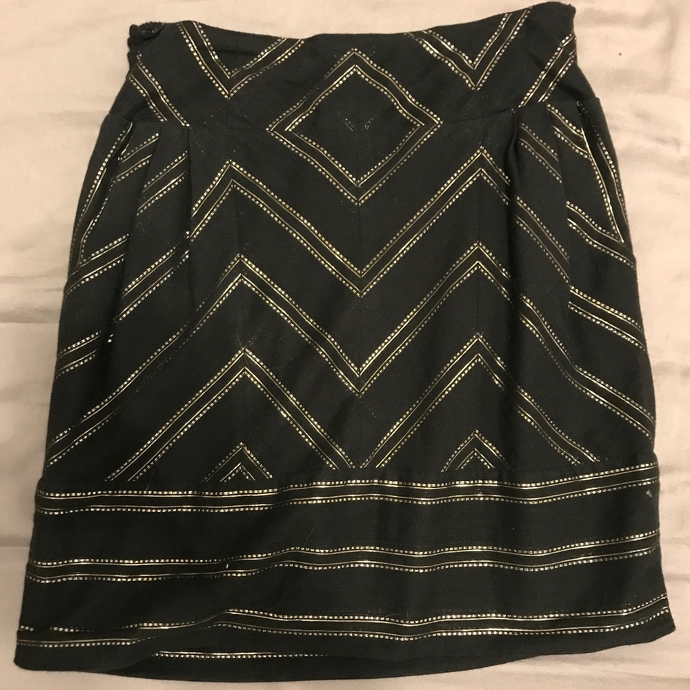 Ecoté XS Black and Gold Mini Pencil Skirt