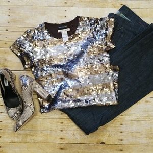 Alice & Olivia sequin top XS