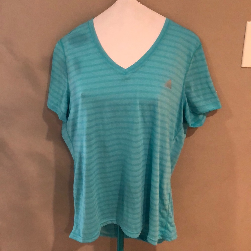 Women's light blue adidas v neck tee size Large