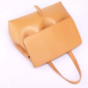 Classic Lady Bag Real Leather MG Cammello L