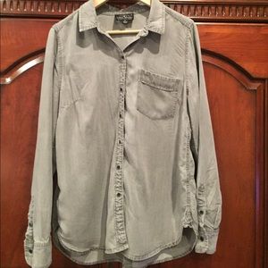 Lucky Brand gray button down long sleeve shirt.