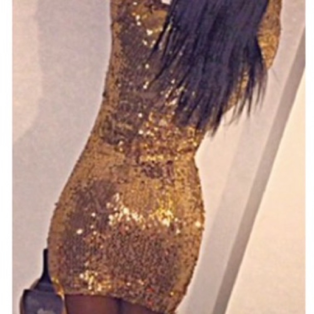 Gold sequin dress
