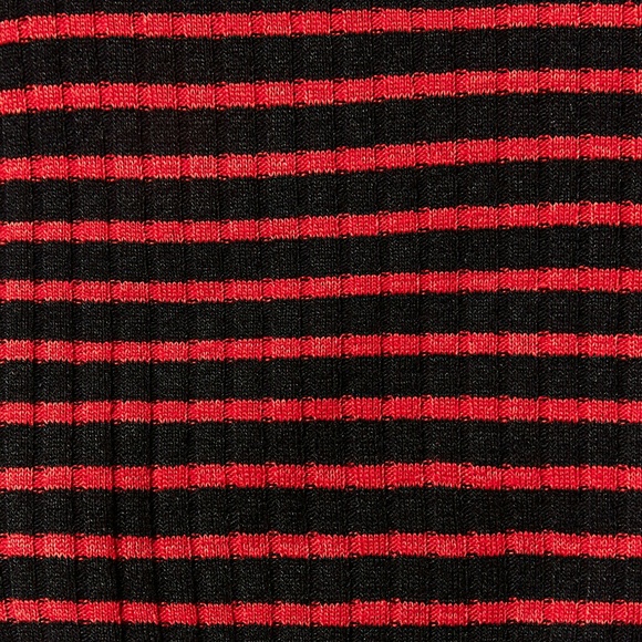 Zara Ribbed Frilled Sweater Red Black Stripe S - Picture 5 of 6