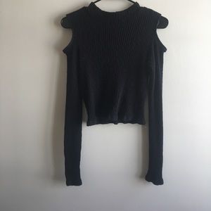 black cold shoulder crop top
