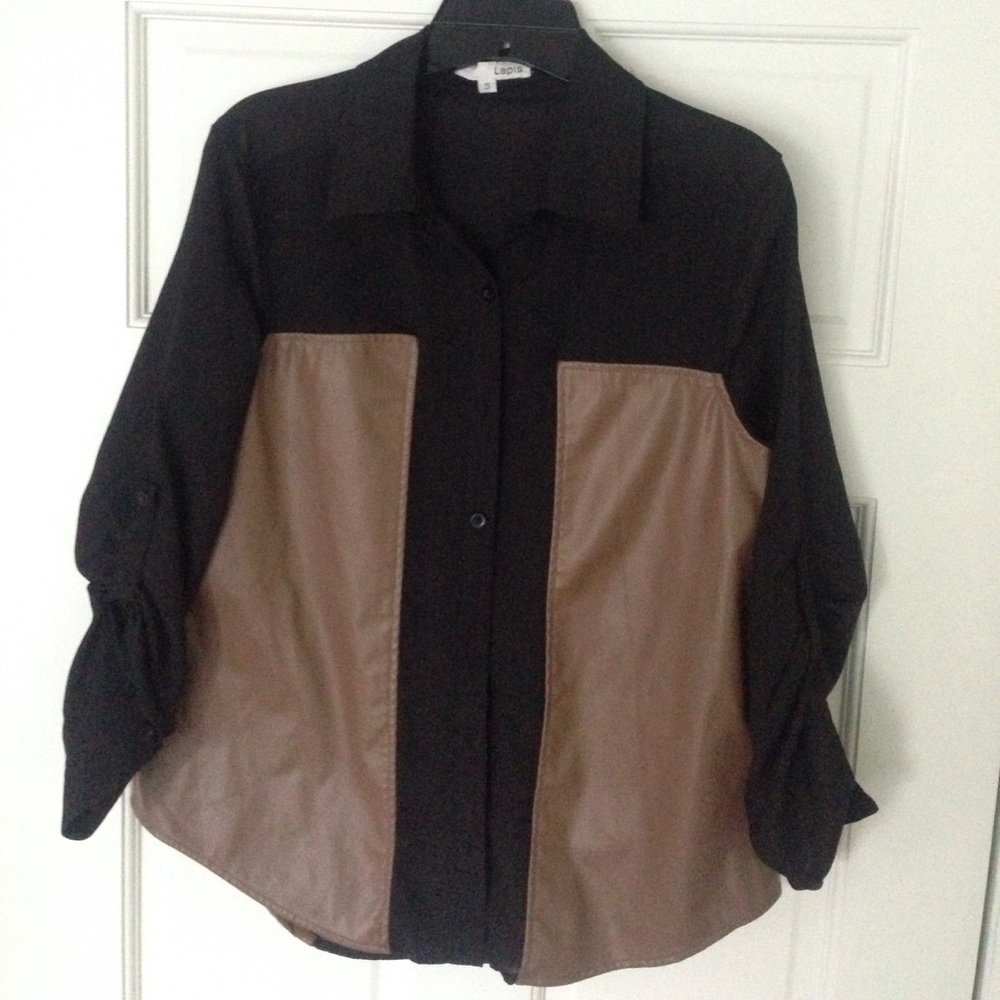 (Lapis) Black/Brown blouse