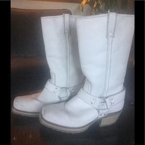 White Harness Boots women's size 8.5