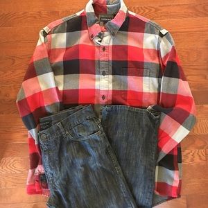 Lands' End Red and Grey Button Down Shirt Lands' End Red and Grey Button Down Shirt