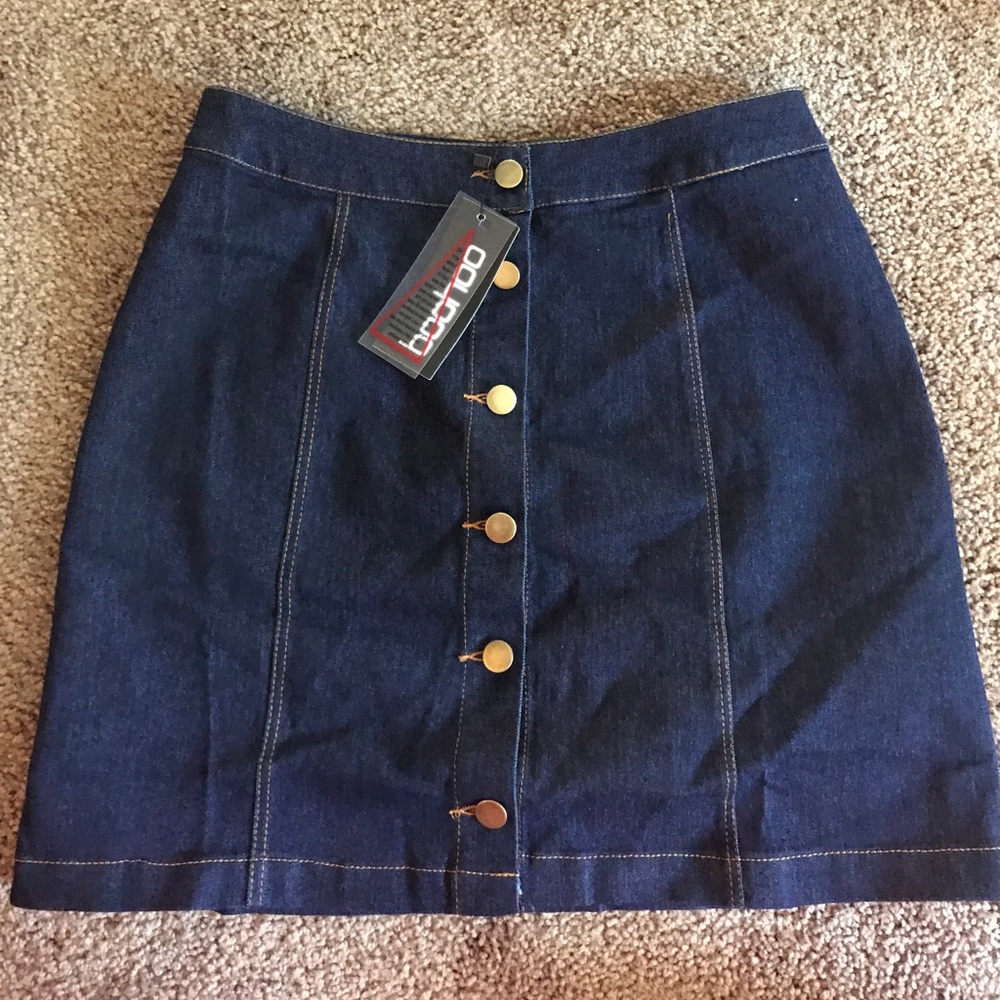 Dark denim button up skirt
