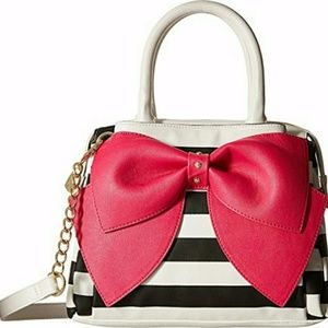 Betsey Johnson Stiped Big Bow Tote Bag