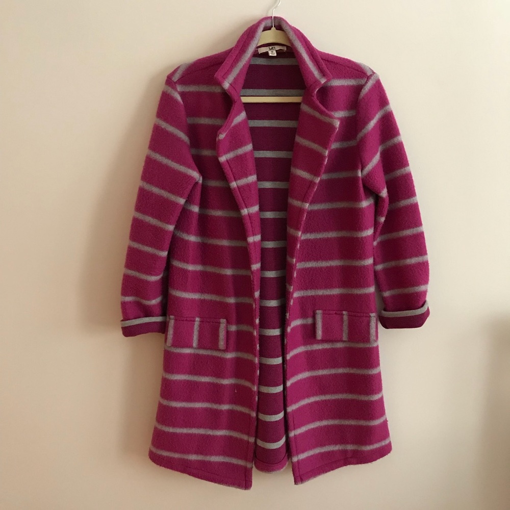 Stripe Fleece Midi Coat