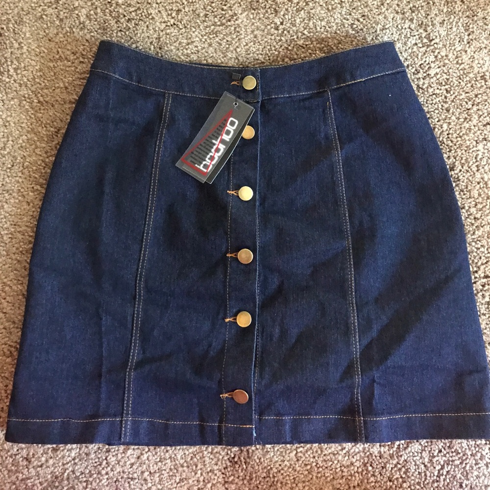 Dark Denim Button Up Skirt