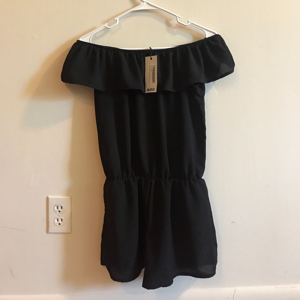 Off the shoulder black playsuit