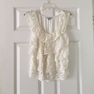 White Lacey ruffle top