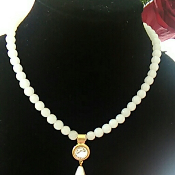 White natural jade necklace 18 inch