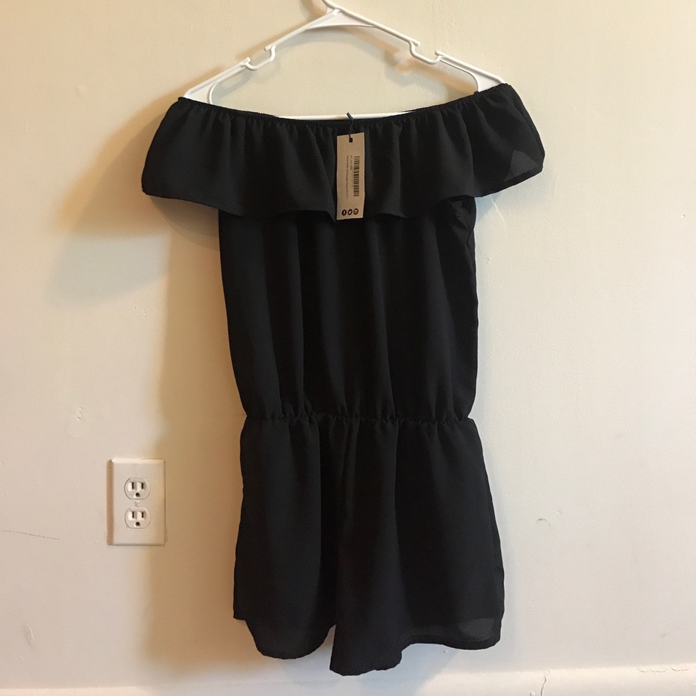 Black off the shoulder playsuit