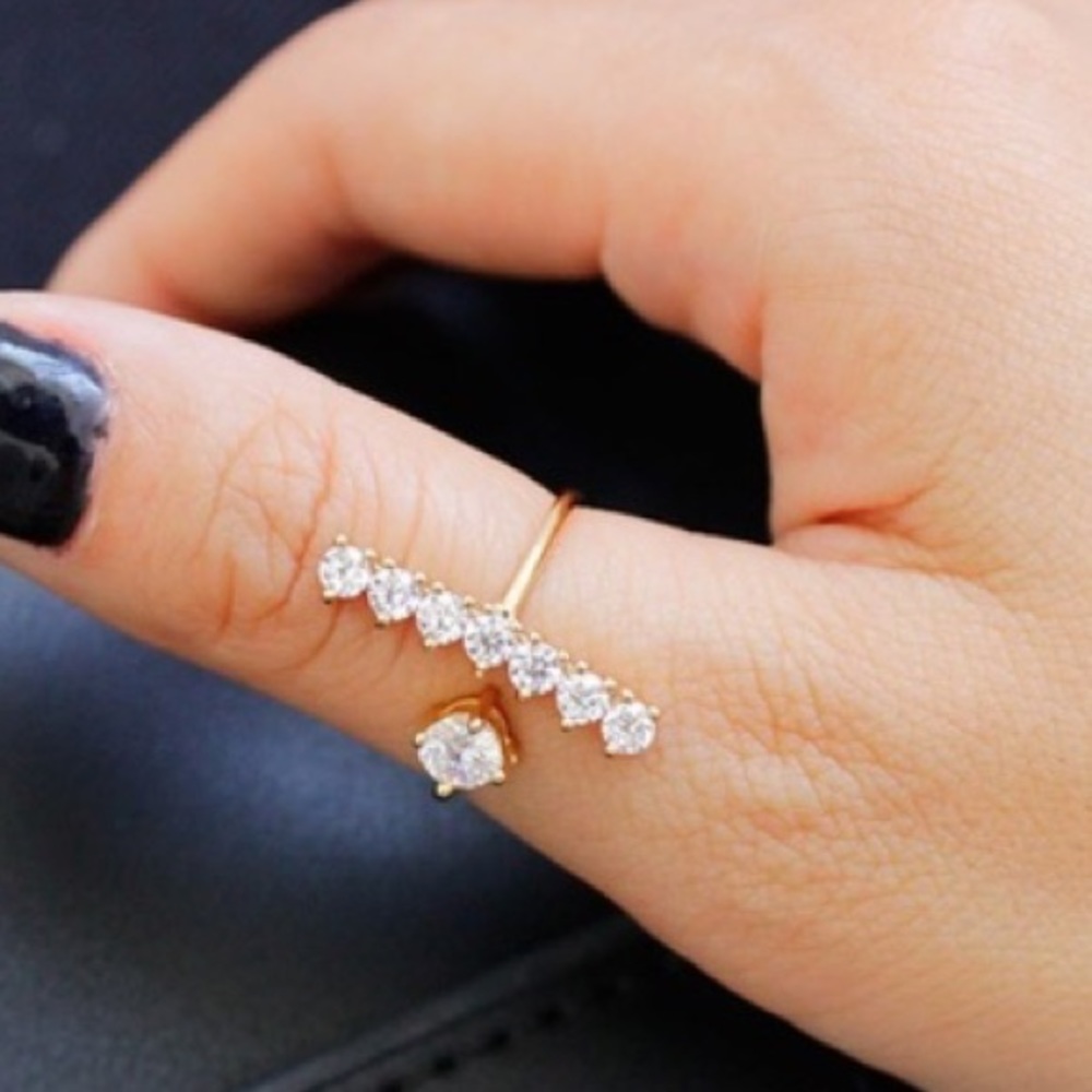 Gold crystal open ring!