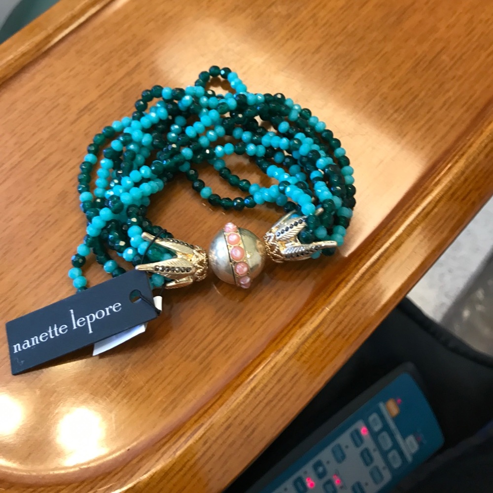 Gorgeous Blue, Green, Gold, beaded bracelet