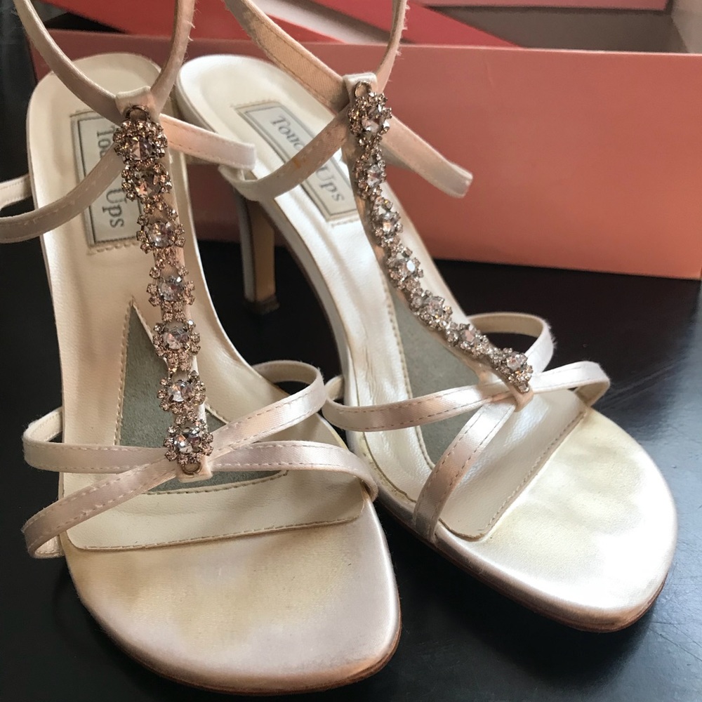 Touch Ups Satin Square Toe Heels w/Rhinestones-7