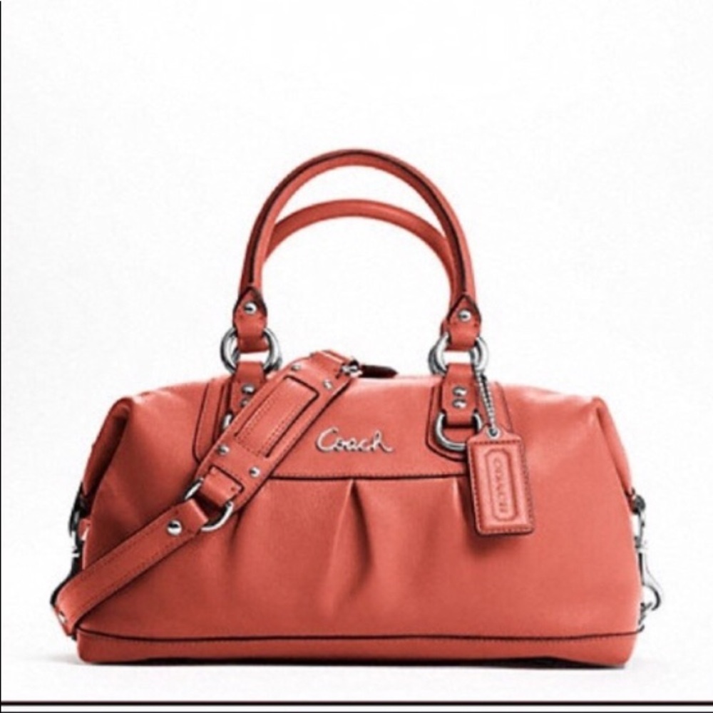 Coach Ashley Leather Satchel in the color Geranium