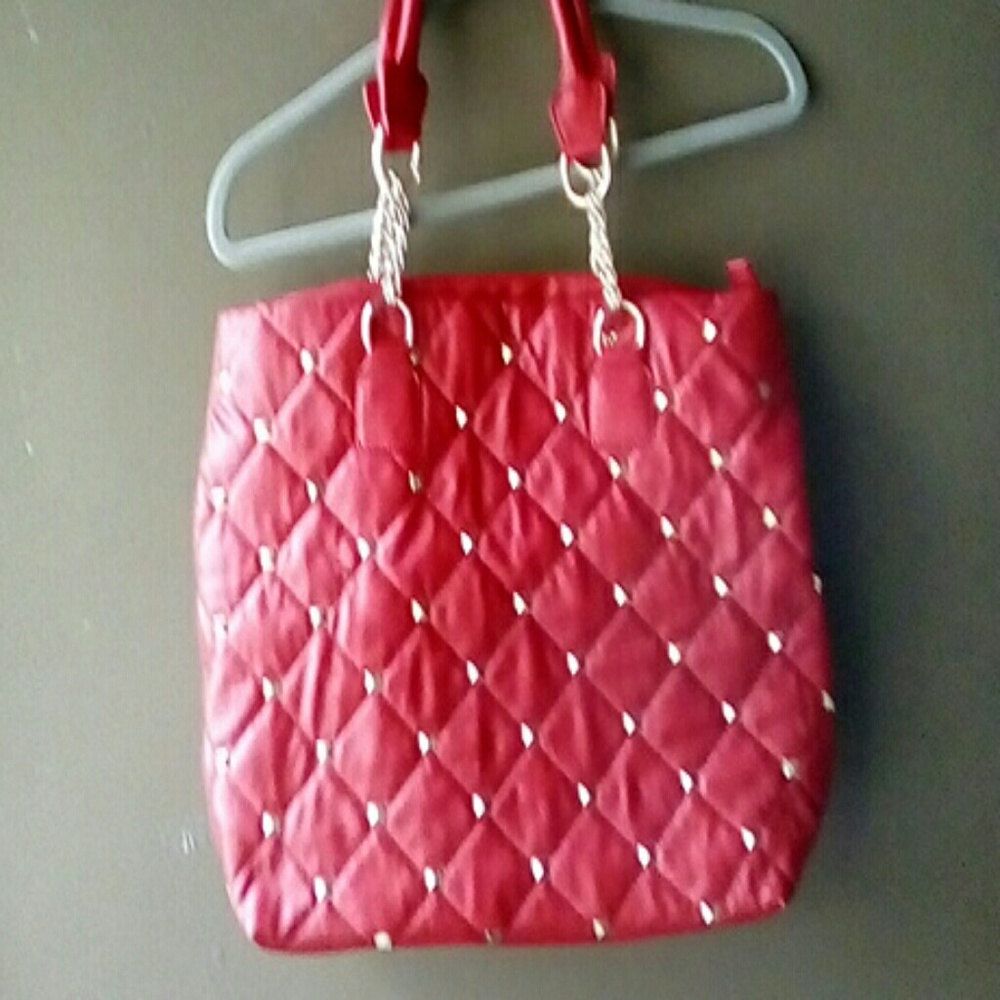 Red purse faux leather with studs