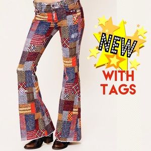 Free People Patchwork Corduroy Flare Jeans NEW/HTF