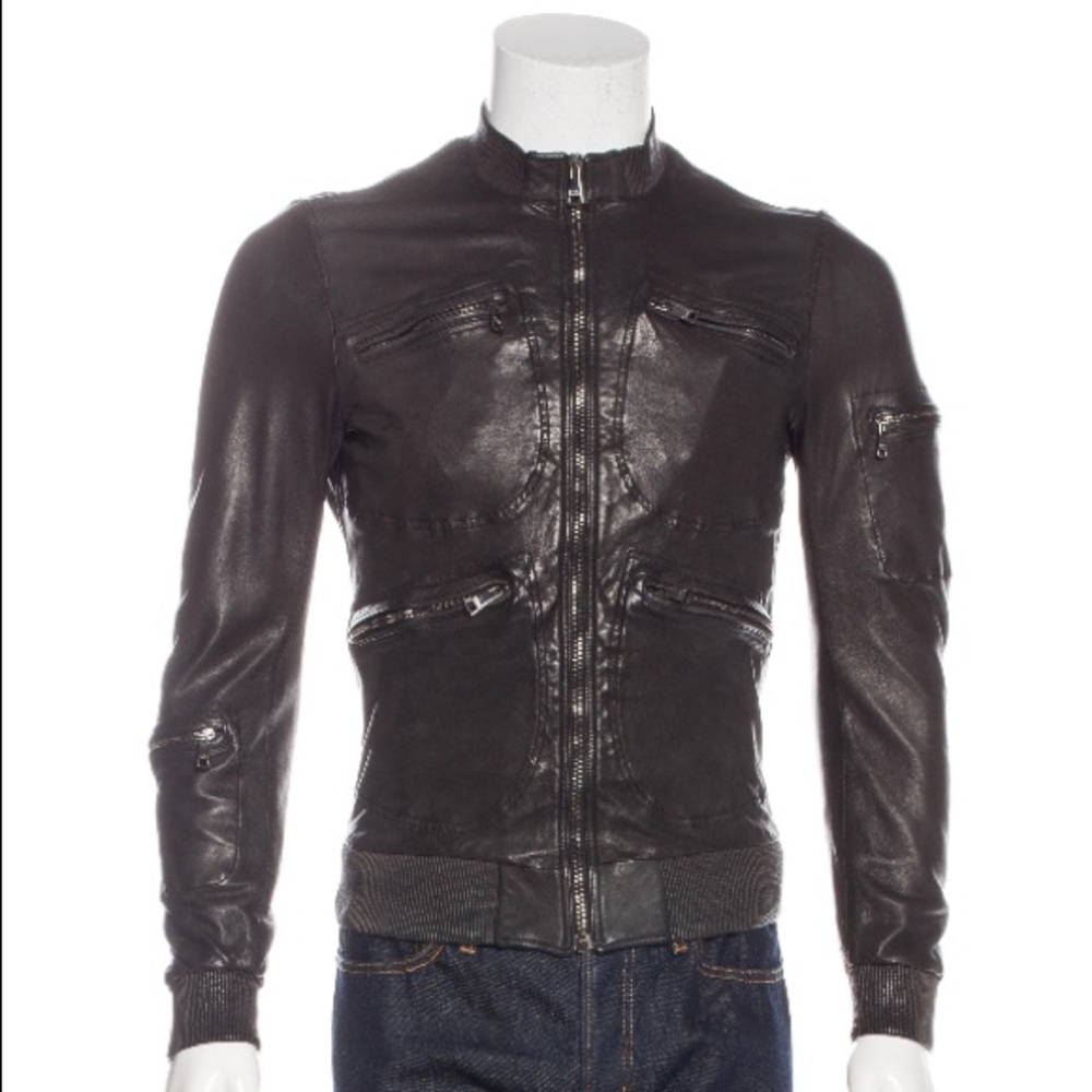 Dolce & Gabbana Lambskin Leather Biker Jacket IT46
