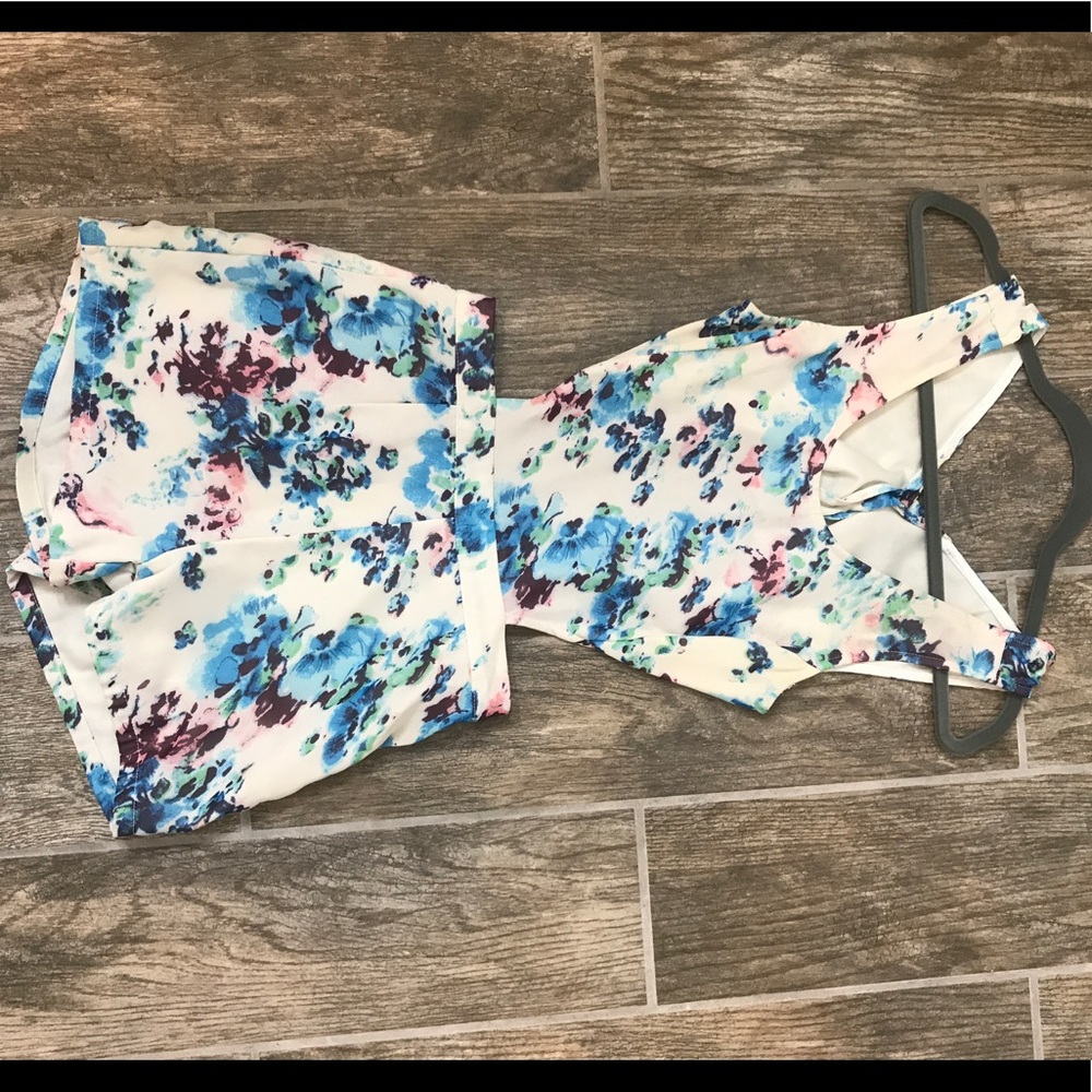 Floral open back romper