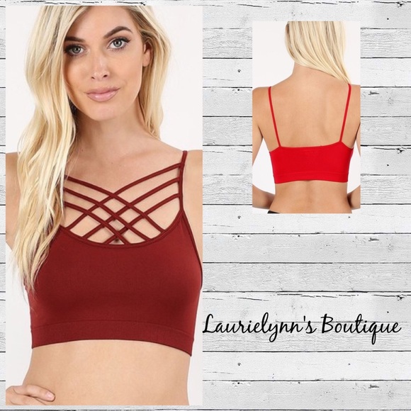 1 day sale! Dark burgundy front caged bralette - Picture 2 of 5
