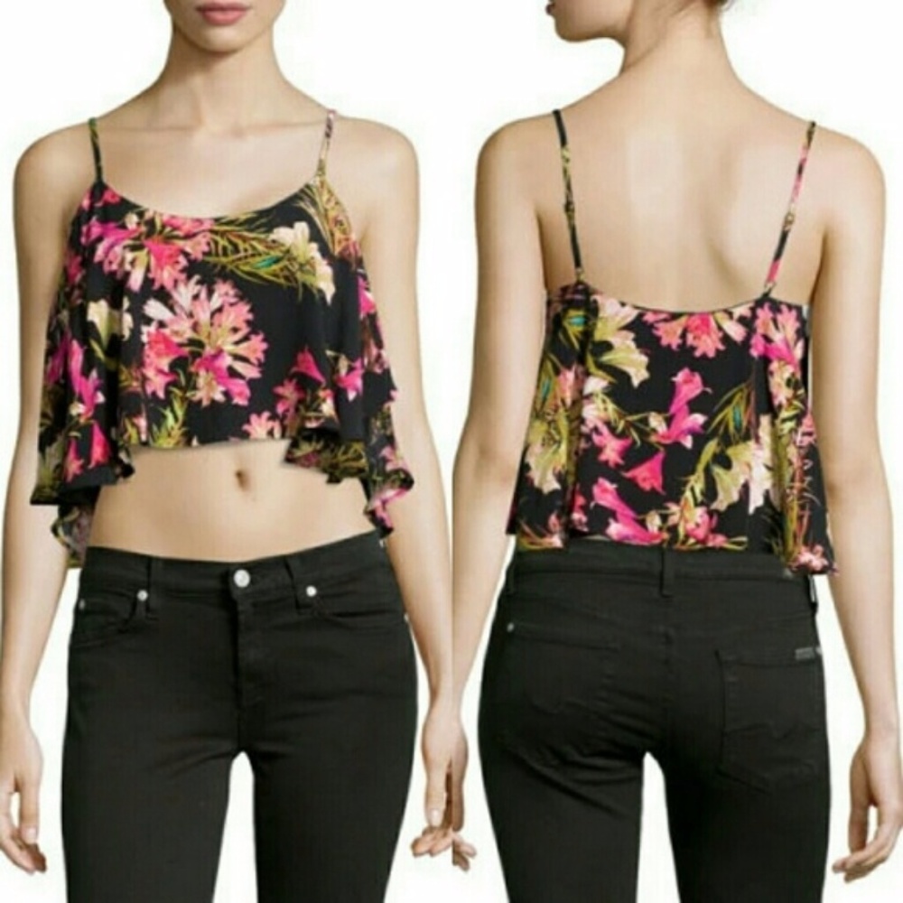 NWT Lovers + Friends Chiffon Ruffle Crop Top