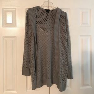 Gray long oversized knit sweater