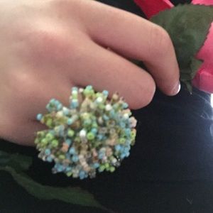 Cute Beaded cluster statement ring