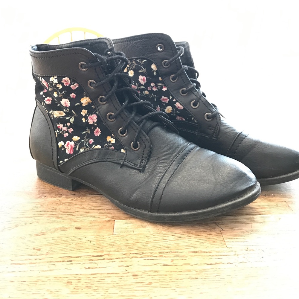 Black Floral Booties