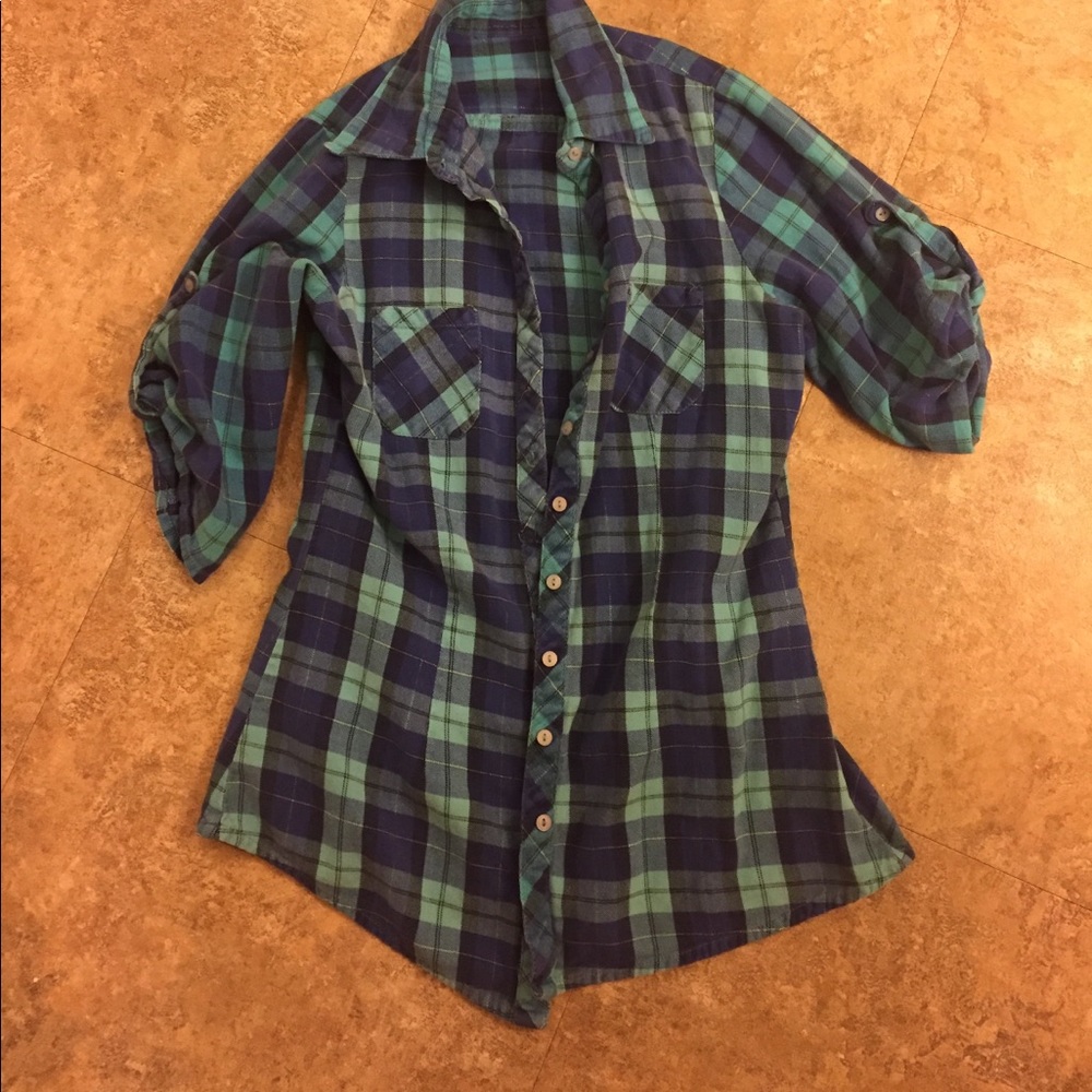 Blue plaid fleece