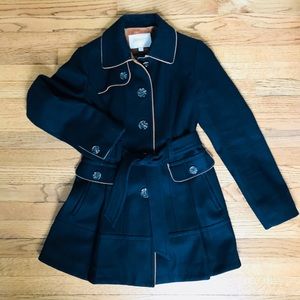 Wool Pea Coat with velvet detail