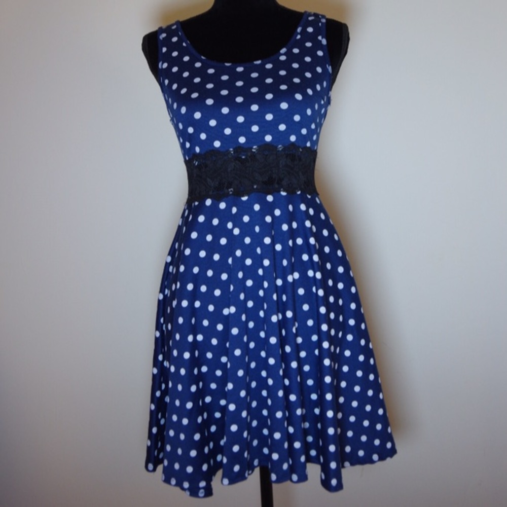 Navy polkadot dress