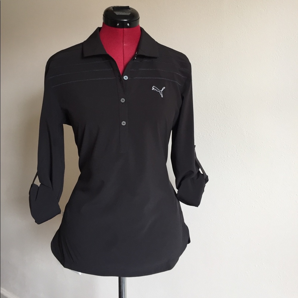 PUMA black 3/4 sleeve gold shirt